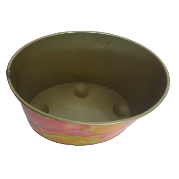 Vintage Floral Metal Canister Orange Pink Watercolor Abstract Storage Container - Picture 2 of 6